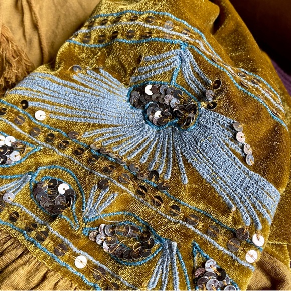 FREE PEOPLE | Trendy Boho Fall Autumn Holiday Party Velvet Embellished Sz S - Picture 4 of 13